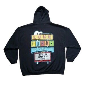 Luke Combs 2022 Middle Of Somewhere Tour Size 2XL Mens Black Double Side Hoodie